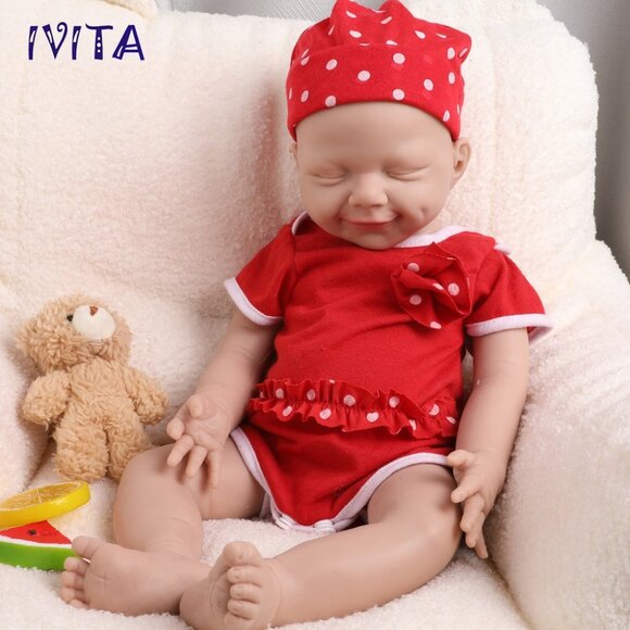 IVITA Other - IVITA 20'' Sleeping Silicone Newborn Baby Girl Silicone Reborn Sleeping Doll